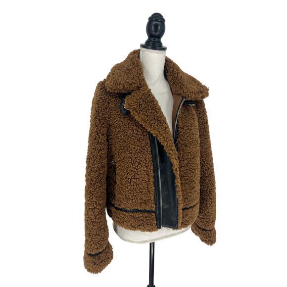 Stand Studio Audrey Brown Shearling Jacket with Black Accents - Picture 10 of 16